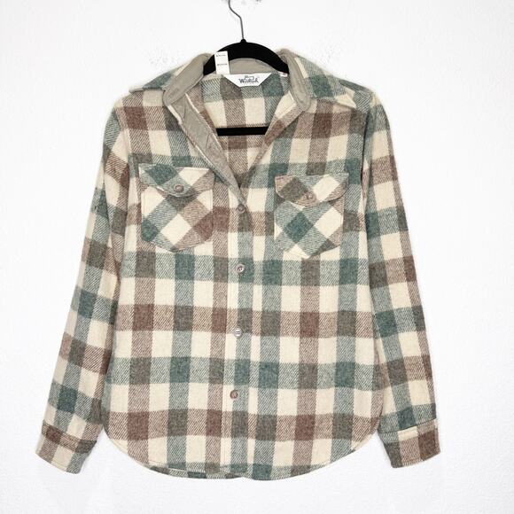 Vintage Woolrich White Tag 70s Wool Thick Button Up Buffalo Check Pockets Top - Picture 1 of 9